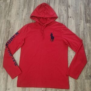 Polo Ralph Lauren 1967 Big‎ Pony USA Flag Hooded Long Sleeve Shirt Men's Medium